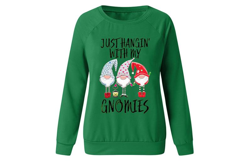 Gnome Christmas Print Jumper - 6 Uk Sizes & 4 Colours