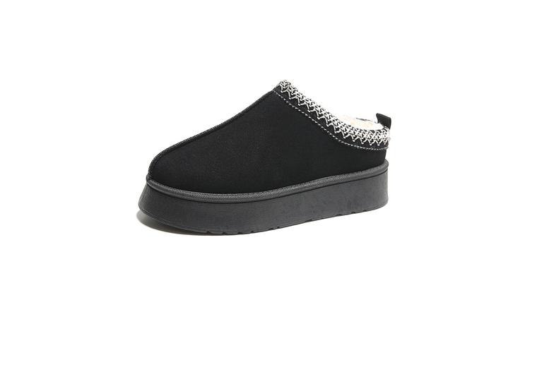 Cosy Faux Suede Platform Slippers - Women's Snug Indoor Footwear