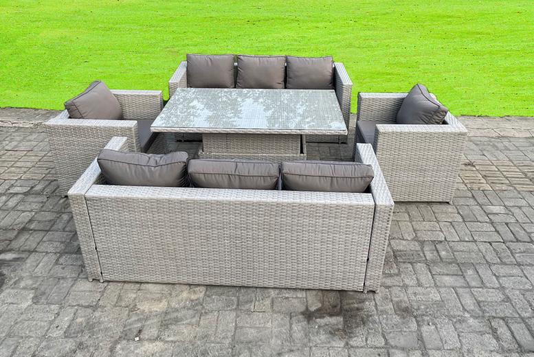 8-Seater Weather-Resistant Rattan Dining Set With Rising Table