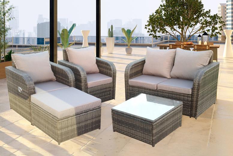 Rattan Reclining Modular Garden Sofa Set - Weather-Resistant, 5-9 Seater