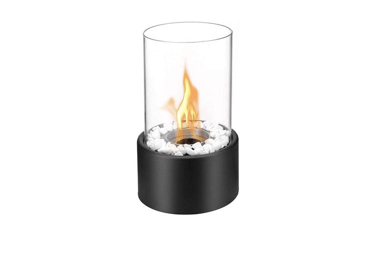 Portable Smokeless Fire Pit Tabletop Heater - Bioethanol, Glass Shield, 2000 Btu