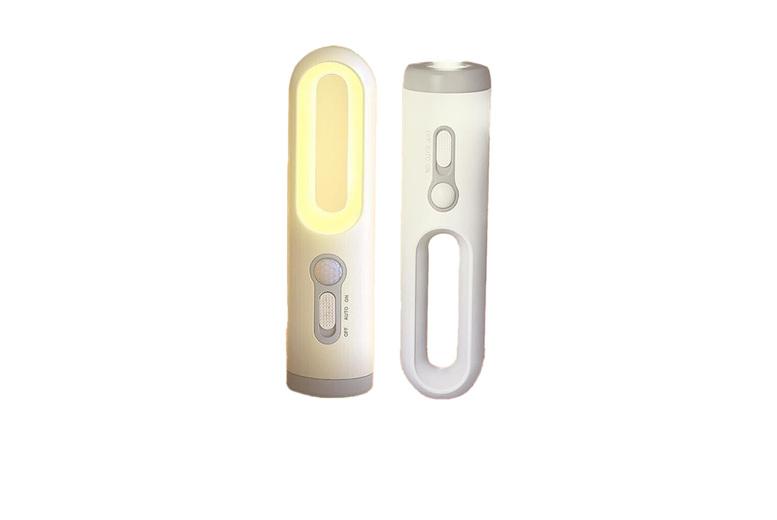 Portable 2-In-1 Led Night Light & Flashlight - Rechargeable, Motion Sensor, Warm White