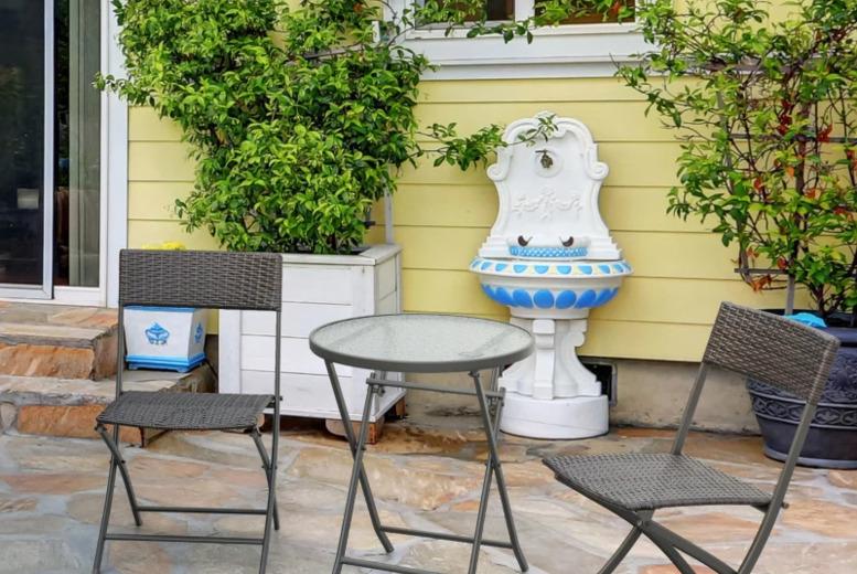 3Pc Brown Rattan Bistro Set - Foldable, Weather-Resistant Outdoor Dining