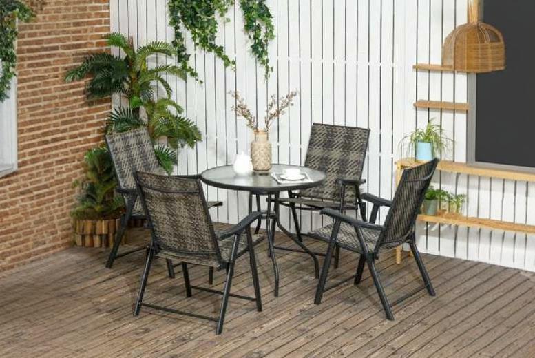 Weather-Resistant 5-Piece Pe Rattan Dining Set