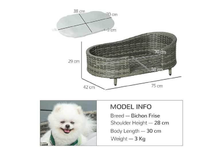 Luxury Wicker Dog Bed - Raised, Durable, Easy-Clean For Small & Medium Breeds
