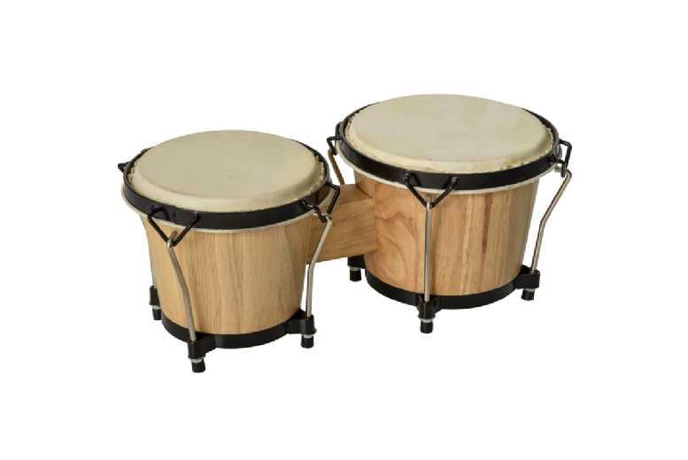 Bongo Drum Set - Dual Wooden Drums, Sheepskin Heads & Portable Bag