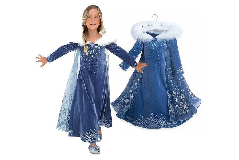 Ice-Queen Princess Kids Halloween Costume - Dress & Cape (Ages 2-8)