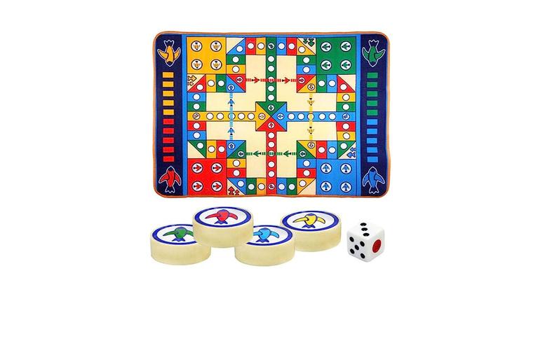 2-In-1 Giant Flying Chess & Monopoly Play Mat Set - Family Board Game, Ages 3+, Soft Pe Cotton, Colourful, Indoor/Outdoor