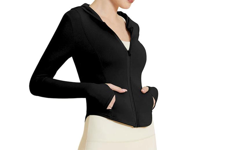 Women's Hooded Sport Yoga Activewear Top - 3 Sizes & 4 Colours
