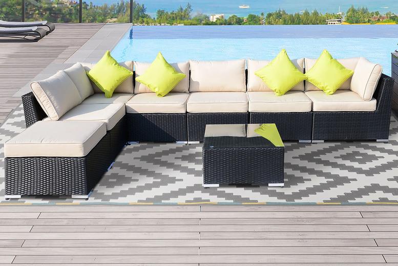 8-Seater Weather-Resistant Pe Rattan Modular Garden Sofa Set