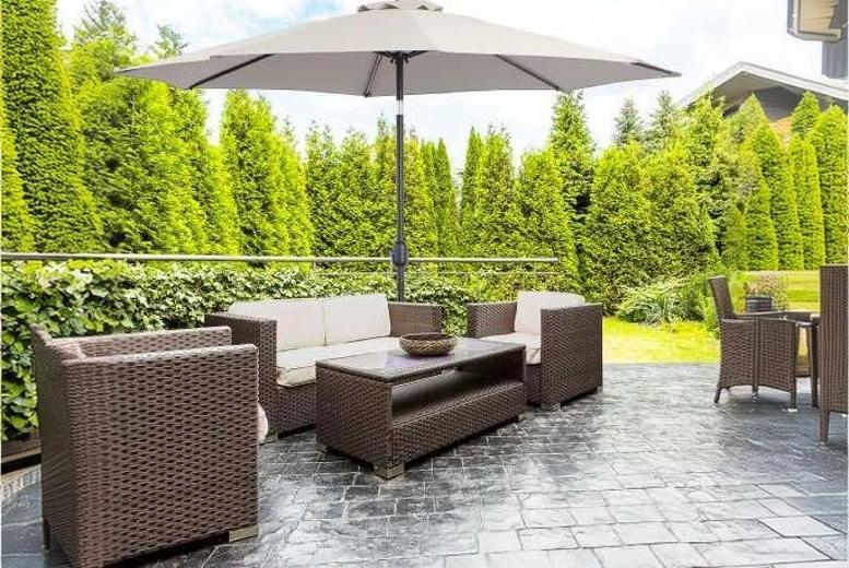 Outsunny 3M Steel Weather-Resistant Patio Parasol Umbrella, Tilt & Crank - Light Grey