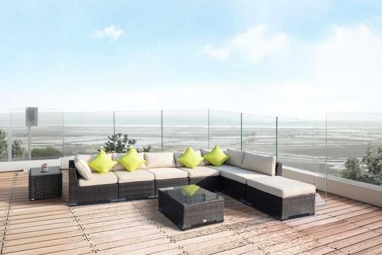 Outsunny 8-Seater Weather-Resistant Pe Rattan Corner Sofa Set With Coffee Table