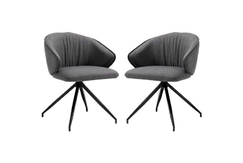Price Drop! Set Of 2 Ergonomic Fabric Reception Armchairs With Steel Legs, Dark Grey - Modern Lounge & Dining Seating