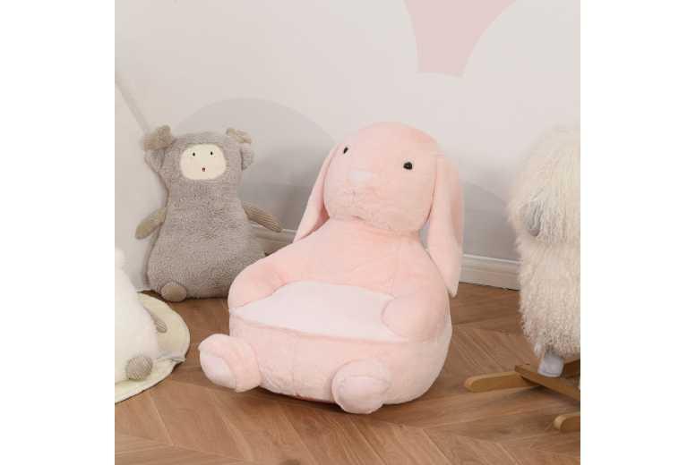 Price Drop! Plush Rabbit Toddler Armchair - Soft Flannel Kids Living Room Chair, Supportive, Lightweight