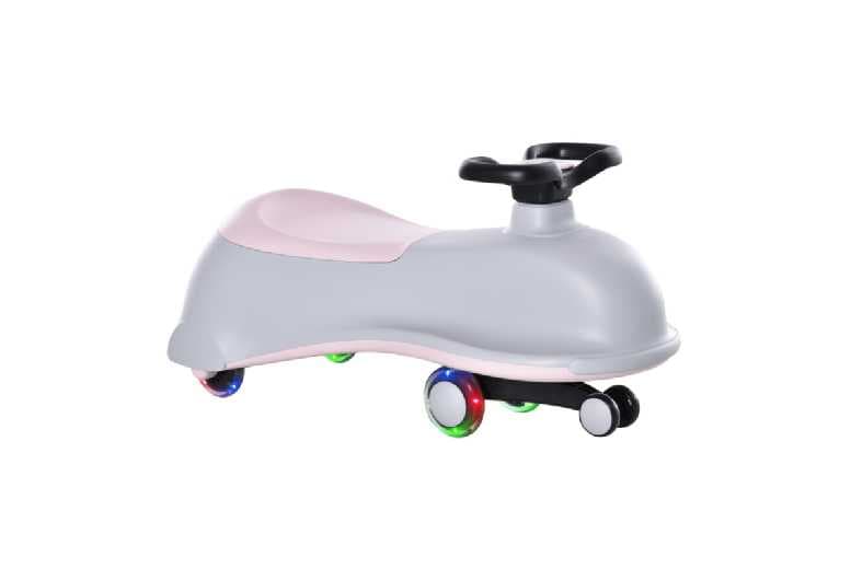 Ride-On Wiggle Car With Led Flashing Wheels - Dolphin Design, Ages 18-72 Months, Indoor/Outdoor, No Batteries