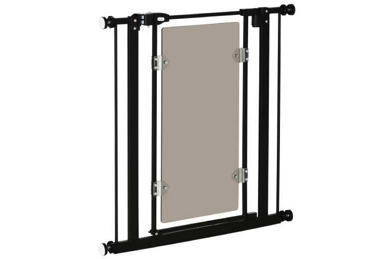 Acrylic Auto-Close Dog Safety Gate - Double Lock, Pressure Fit, 74-80Cm, For Doors & Stairs