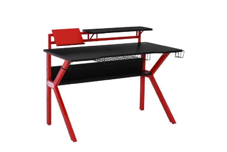 120Cm Mdf & Metal K-Shape Gaming Desk - Contemporary Living Room Workstation With Storage