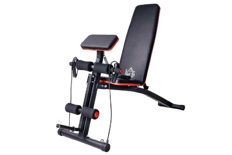 Foldable Multi-Position Exercise Bench - 6-Level Adjustable, Full-Body Strength Trainer, Home Gym Fitness, Black/Red