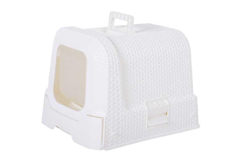 Large Enclosed Cat Litter Tray Box With Scoop - Durable Pp Plastic, Easy-Clean, Spacious Design