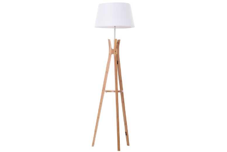 Price Drop! Tripod Floor Lamp With Shelf, Foot Switch & White Shade - Modern Reading Light