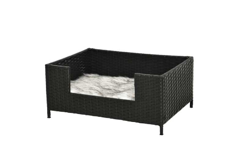 Luxury Rattan Dog Bed With Cushion - Indoor, Durable, Medium Breeds, Natural Style (61X46X27Cm)