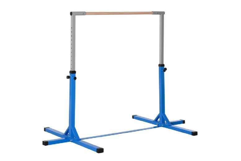 Homcom Kids Adjustable Gymnastics Bar - Ages 3+, Indoor Play Equipment, Height Adjustable, Safe Training Toy, Blue