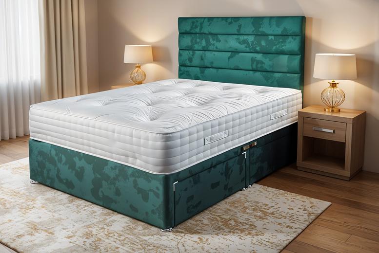 Green Panel Bed Set With Storage