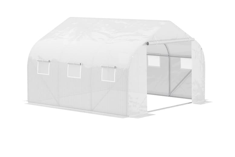 Spacious Walk-In Greenhouse With Heavy-Duty Frame And Mesh Cover