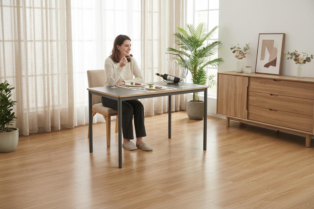 Contemporary Steel Frame Bedroom Table - Multi-Functional, 120Cm Wide, Modern Black & Gold, Durable Mdf Top