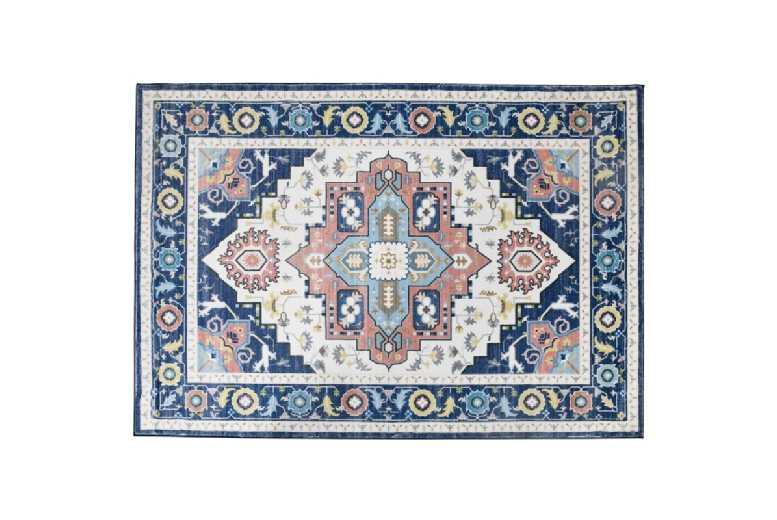 Blue Persian Boho Chic Faux Rabbit Fur Area Rug - 160X230Cm, Anti-Slip, Soft & Durable | Plush Soft Furnishing