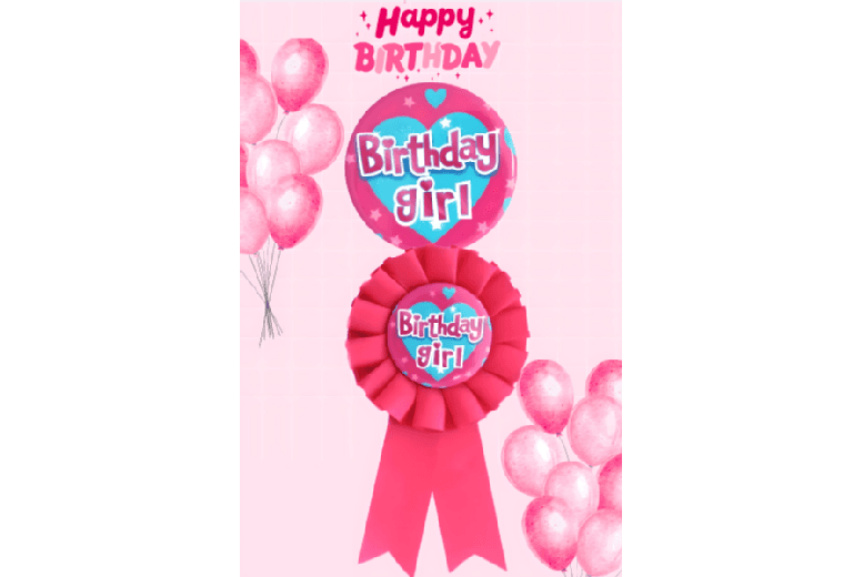 Deluxe Birthday Badge Celebration Set - Vibrant Unisex Party Keepsake, Durable Pin-On Rosette (15Cm X 7.5Cm), Large Badge (10Cm)