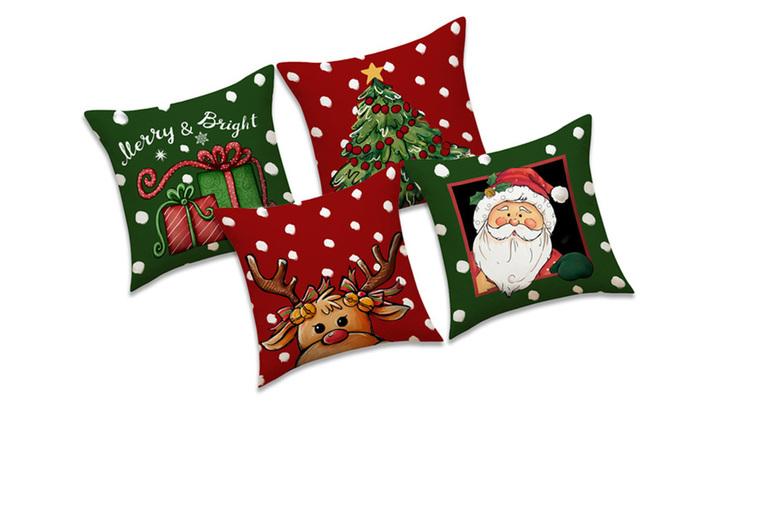 Decorative 4Pc Linen Christmas Cushion Cover Set!