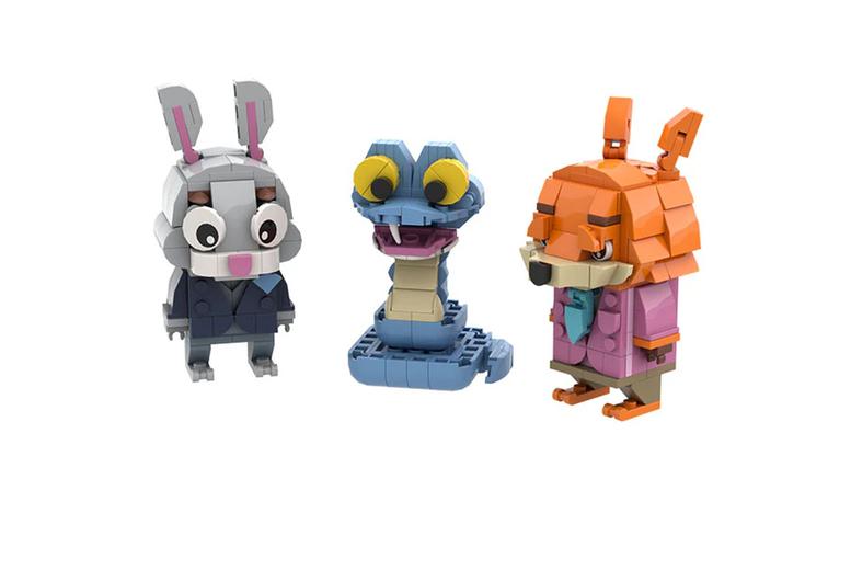 Zootopia- 3-Pack Building Blocks: Fox, Snake & Rabbit Fun