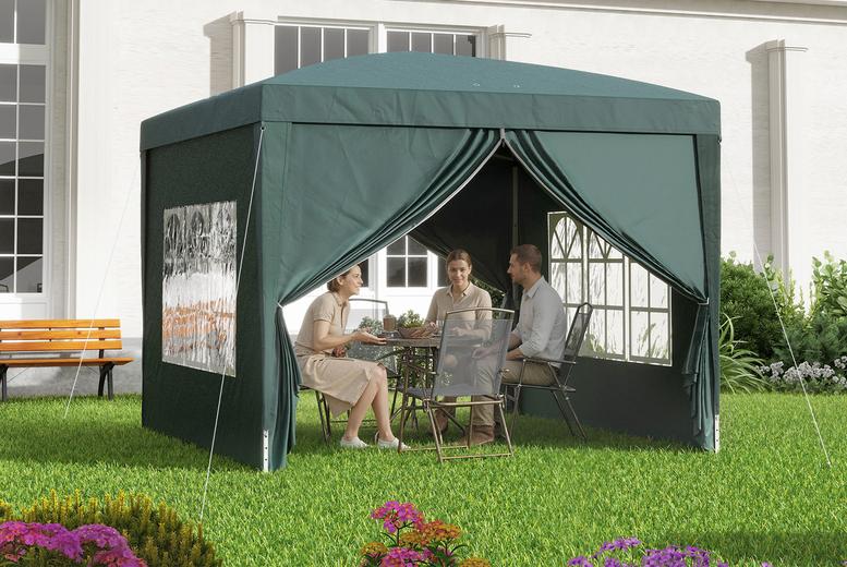 3X3M Pop‑Up Gazebo Canopy With Windows & Removable Walls - Green