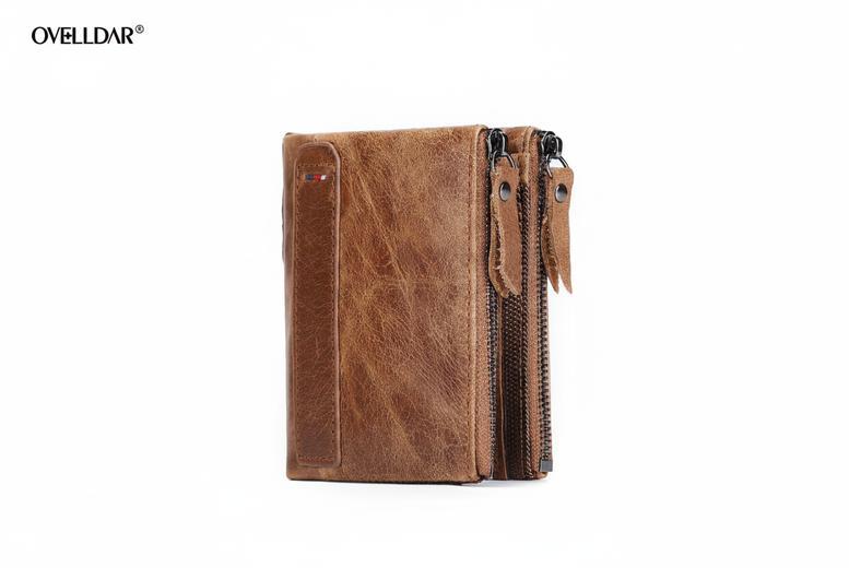 Rfid Blocking Real Leather Wallet With Six Card Slots & Id Window - 3 Colours