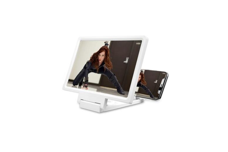 Smartphone Screen Amplifier - Universal 7" Display Magnifier For Iphone & Android, Abs Frame, Portable Stand (Black Or White)