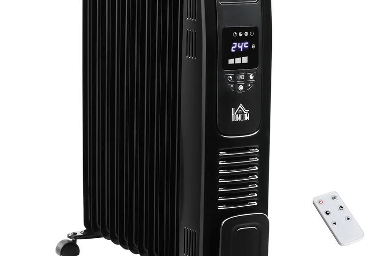 Homcom Premium 2500W Oil-Filled Radiator Heater With Remote Control And Digital Display