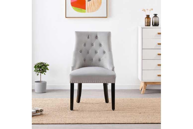 Cheshire Velvet Knocker Back Dining Chair - Tufted Upholstery, Solid Wood Legs, Classic Style