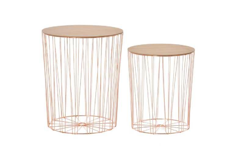 Rose Gold Metal Lift-Top Bedside Tables Duo-Pack - Mdf Top, Storage, Contemporary Nesting Side Tables