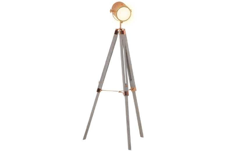 Industrial Tripod Floor Lamp - Adjustable Retro Spotlight, Large Shade, E27 Bulb Compatible