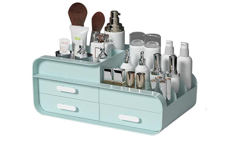 Price Drop! Plastic Makeup Organiser Storage Box With Drawers - Stackable, Multi-Compartment, Minimalist Design
