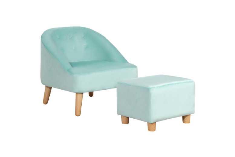 Price Drop! Velvet Children'S Armchair & Ottoman Set - Plush Dutch Velvet, Sturdy Wooden Frame, 45Kg Capacity | Kids' Ergonomic Lounge Chair