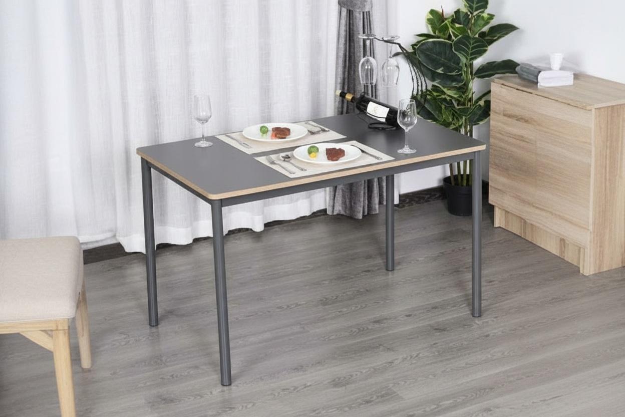 Contemporary Black & Gold Steel Frame Bedroom Table With 18Mm Mdf Top - Multi-Functional, 120Cm Wide