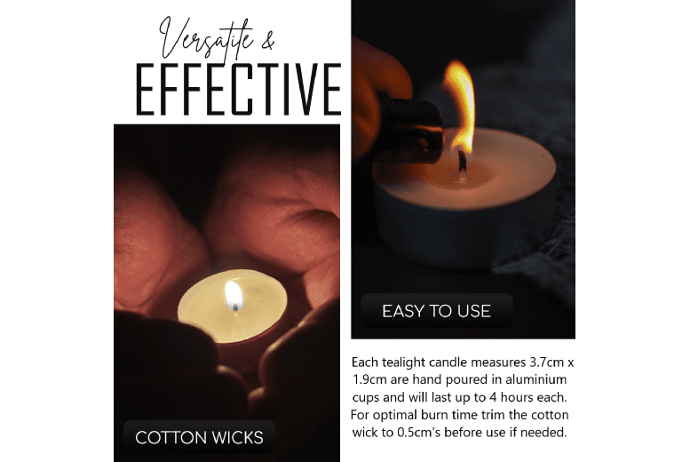 Unscented Tealight Candles - Multipack Home Decor, Minimalist Style, Compact Wax Lights (3.7Cm X 1.9Cm)
