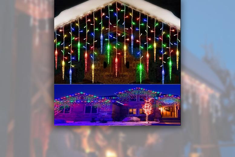 Price Drop! 3.5M Solar Led Outdoor String Lights - Energy Efficient, 8 Modes, Waterproof (Icicle Or Snowflake Design)