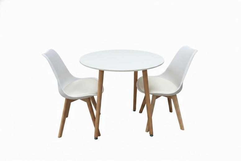 Scandi Round Dining Table With 2 Jensen Dining Chairs