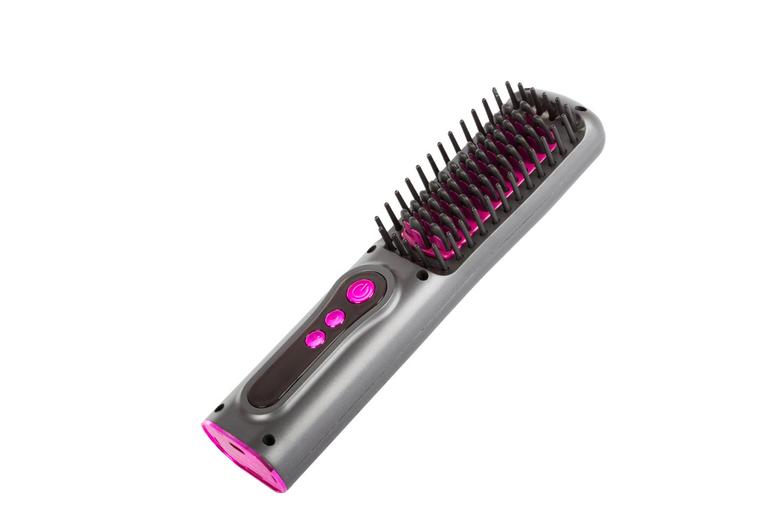 2-In-1 Usb Hair Dryer & Straightening Brush - For All Hair Types, Frizz Control