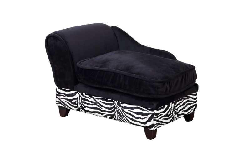 Price Drop! Zebra Stripe Plush Cat Sofa With Storage Box - Modern Wooden Frame, Anti-Slip Feet, Space-Saving Cat Furniture