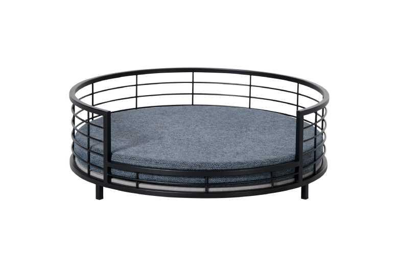 Elevated Orthopaedic Dog Bed With Secure Steel Fence - Removable Cushion, Small Breeds, Black