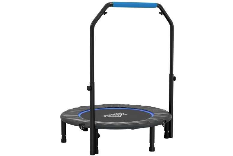40" Foldable Fitness Trampoline For Kids & Teens - Adjustable Handle, Safe Indoor/Outdoor Bouncer (Ages 6+, Energy-Burning, Portable Toy)